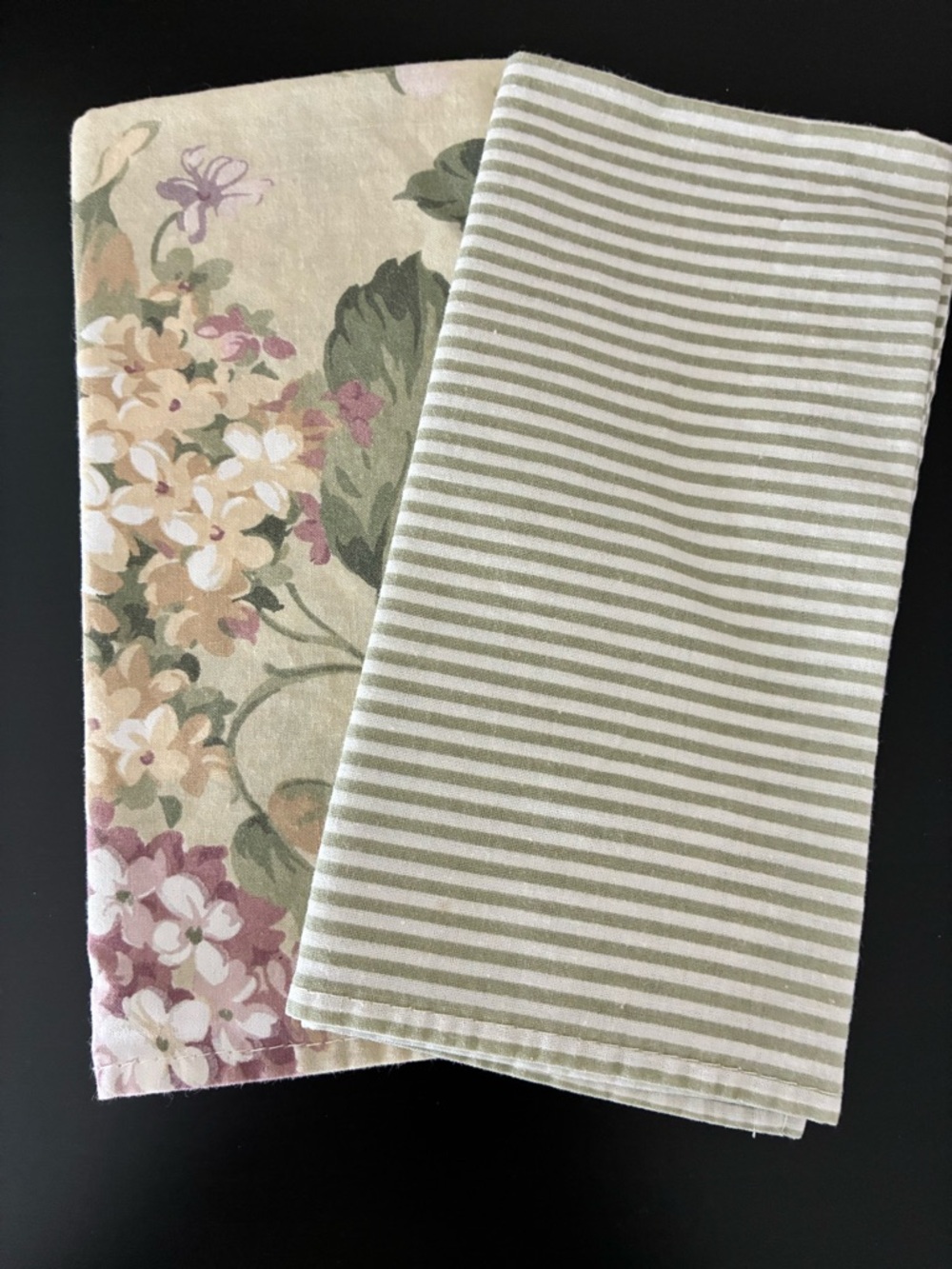 Martha Stewart Dinner Napkins, Cotton, Hydrangea & Stripes, Set of 11